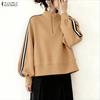ZANZEA Women Casual Stand Collar Long Sleeve Blouse