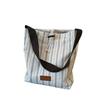 Stylish White Striped Nylon Tote Bag For Women With Large Capacity Ideal For Commuting