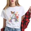New T-Shirt Butterfly Letter Collection Women's Plus Size  T-Shirt Top Short Sleeve Gift Couple Tee