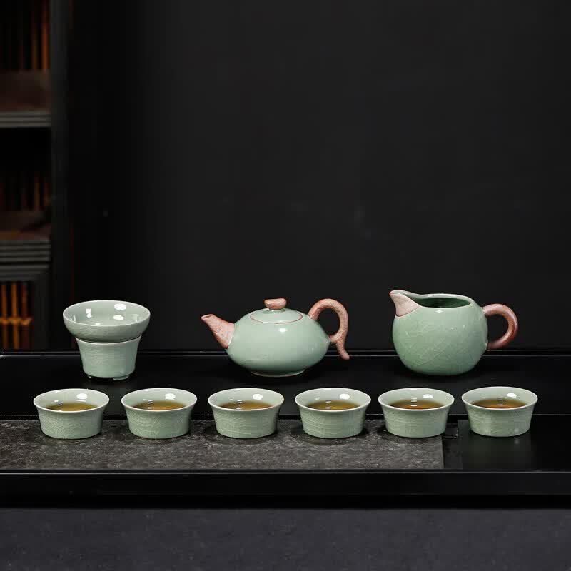Chinese Ge Kiln Ceramic Tea Set (10-Piece)
