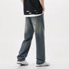 Rotten hole jeans men's summer retro loose wash American ripped hole high street straight wide leg casual trousers men