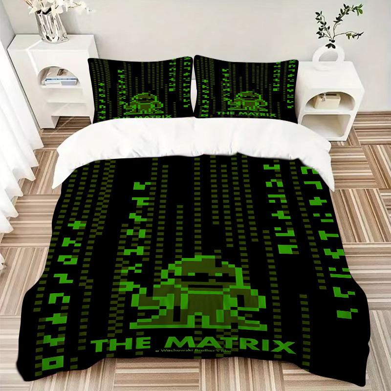 3pcs Matrix Poster Duvet Cover Set (1 Duvet Cover + 2 Pillowcases, No Core) - Comfortable, And Breathable Bedroom Decoration Yy251104048
