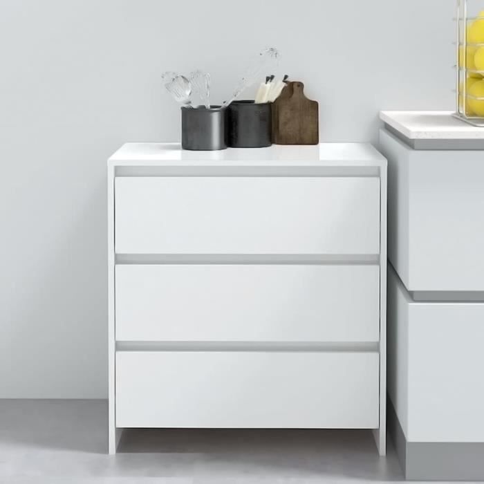 809752 vidaXL Buffet Blanc brillant 70x41x75 cm Aggloméré