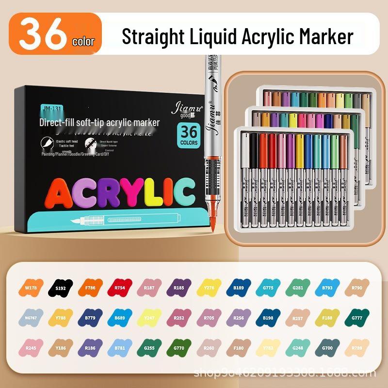 Washable Liquid Acrylic Marker with Soft Tip - Layerable Watercolor Pen for Kids' Art Projects