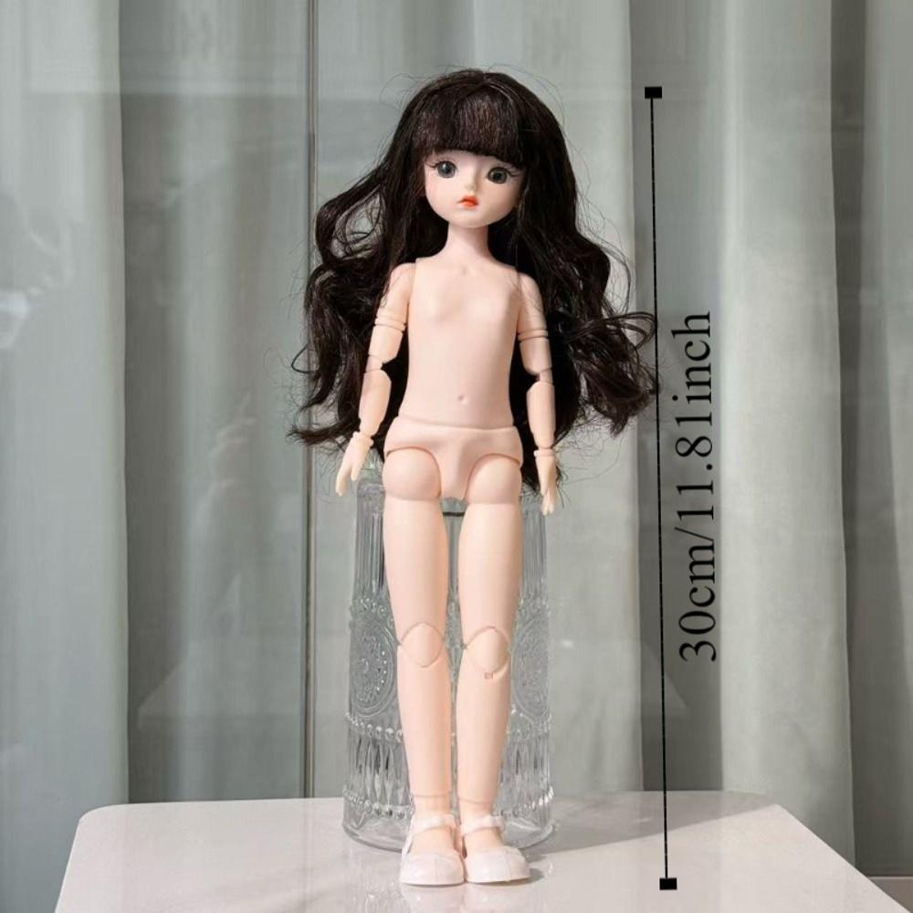 Fashion European Supermodel Nude Doll Curly Hair Dress Up 1/6 Doll Model 30cm Dark Skin Action Figure Body Children Gift