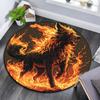 Flaming Wolf Round Area Rug,Carpet Rug for Living Room Bedroom Sofa Playroom Decor,Non-slip Floor Mat