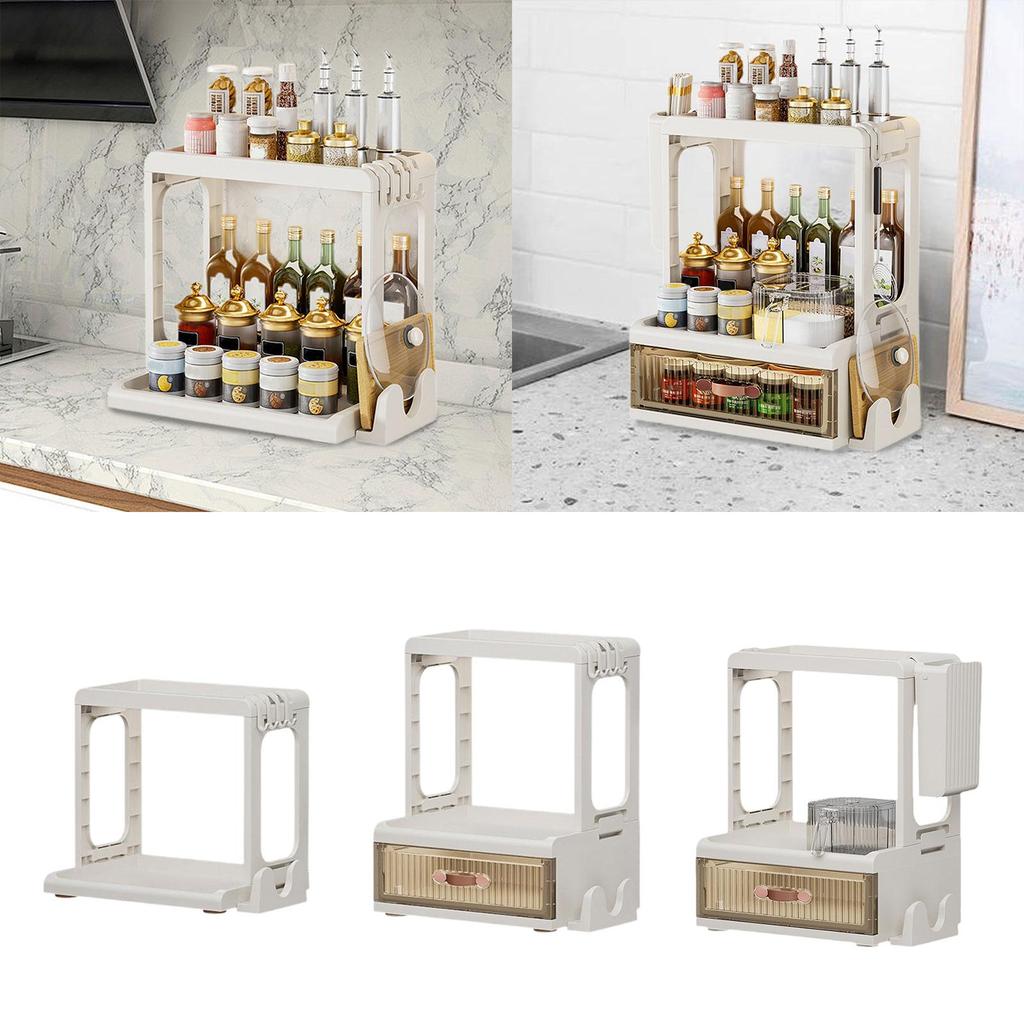 Spice Storage Rack Anti-slip Freestanding Utility Multilayer Easy to Clean Cabinet for Pantry Countertop Dorm Tabletop Household