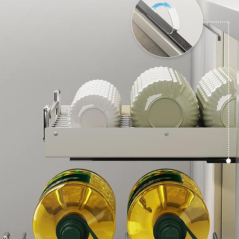 Stainless Steel Pull-Out Dish & Bowl Storage Rack for Kitchen Cabinets