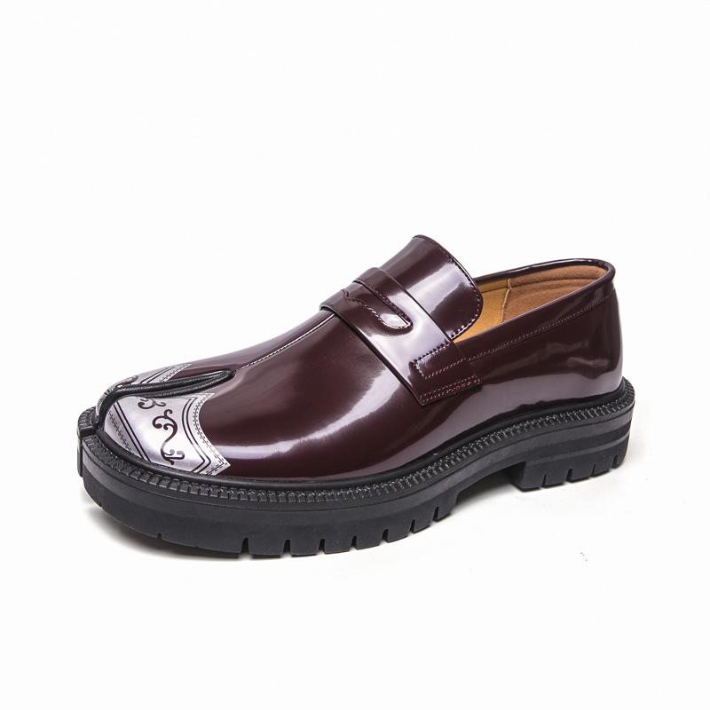Men s Split-toe Leather Loafers - Retro Casual & Formal Large-Size Shoes 39