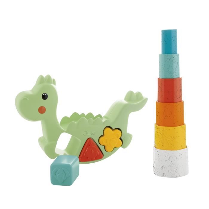Jouet en peluche écologique - CHICCO - Lino le dino ECO - Mixte - 12 mois à 3 ans - Vert