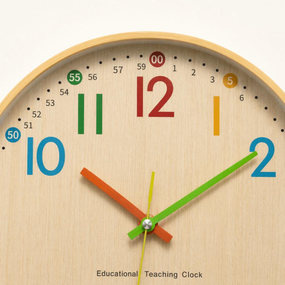 12 Inch Teaching Kids Wall Clock Silent Quartz Wall Clock Minimalist Wooden Wall Clock Office