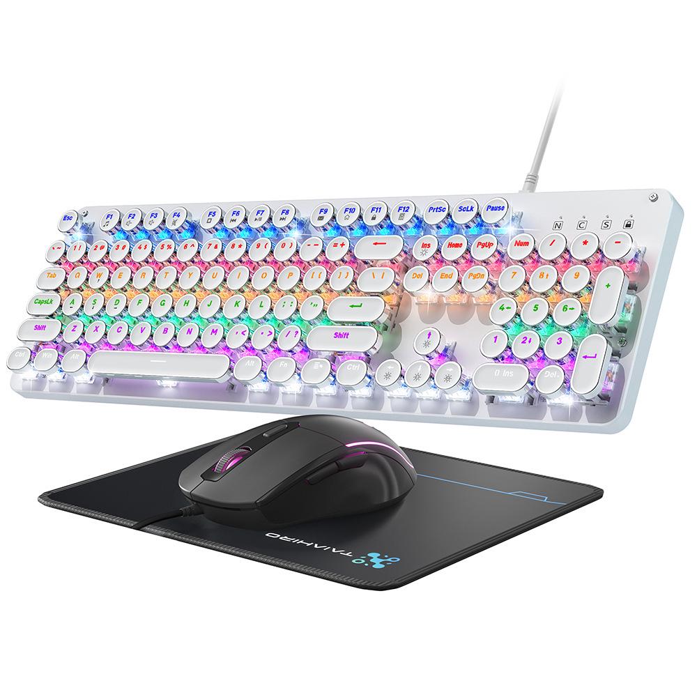 Dynamic Luminous Wired Mechanical Keyboard & Silent Gaming Mouse Set, Three-Mode for Office & Gaming.