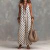 2026 European and American New Summer Cross-border Retro Polka Dot V-neck Loose Polka Dot Jumpsuit Sleeveless Straight Jumpsuit