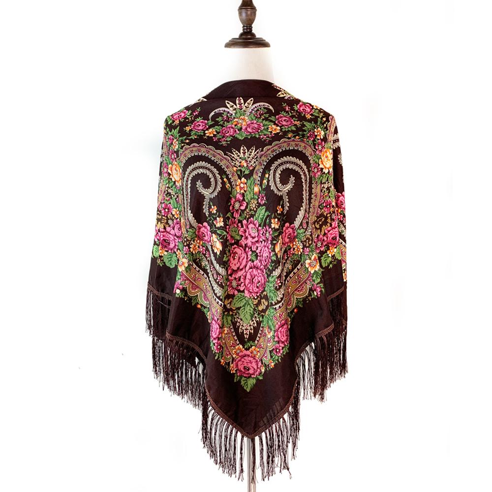 135*135cm Luxury Floral Print Ukrainian Square Scarf
