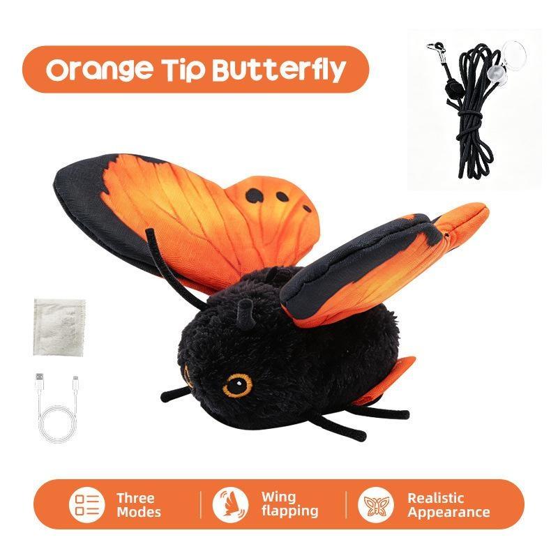 Rechargeable Automatic Cat Teaser Toy 3 Modes Simulation Butterfly Cat Teaser Hanging Elastic String Feline Toy