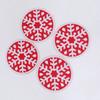 4Pcs Snowflake Shaped Coaster Felt Coasters Non-Slip Heat Resistant Round Cup Mats for Table Protection Red Felt Coasters
