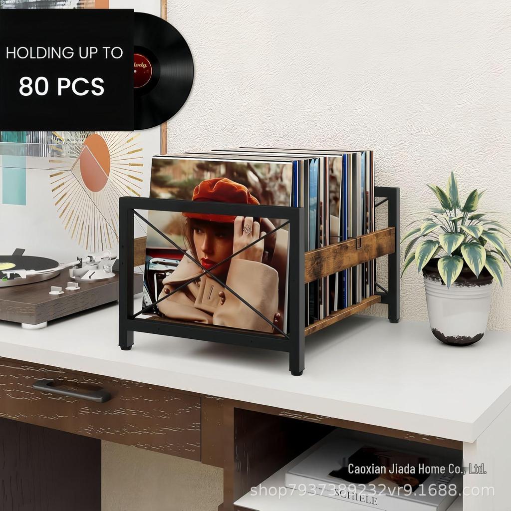 Wooden Desktop Record & CD Storage Rack - New Style for Office & Home