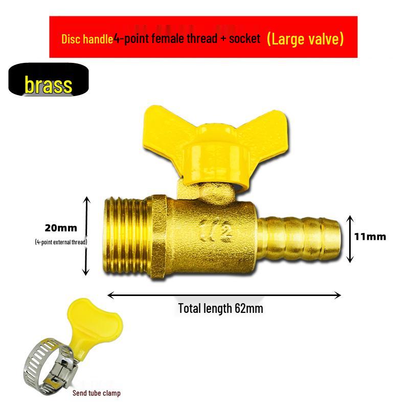 Brass Y-Type Gas Hose Three-Way Valve Connector with 4-Point Ventilation Ball Valve Switch.