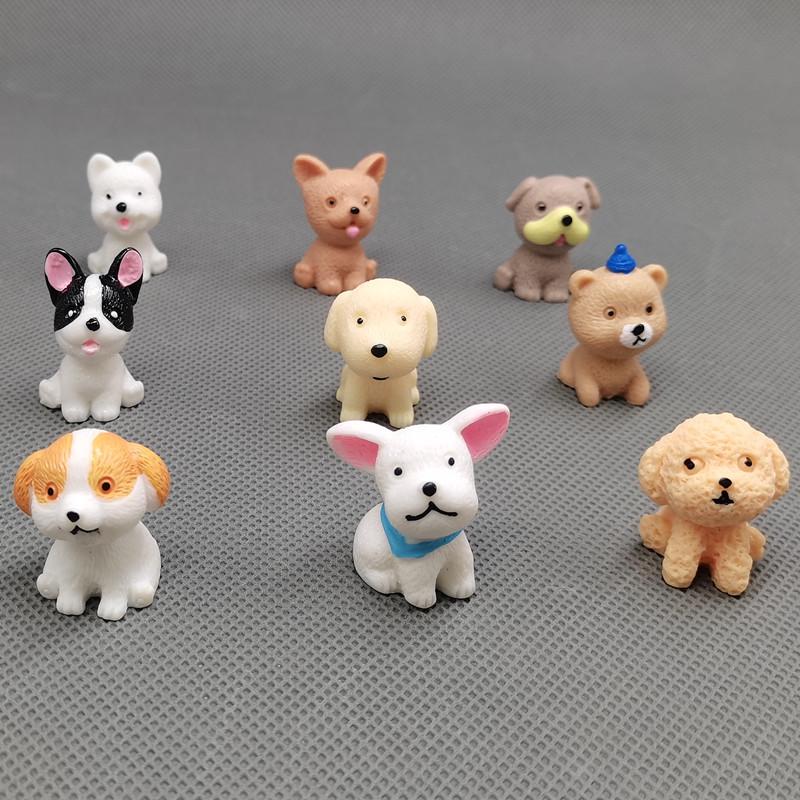 Entzückende Mini-Resin-Welpenfiguren - Pomeranian, Teddy, Bulldogge, Shar-Pei-Modelle - Kleine Ornamente für das kognitive Lernen von Kindern