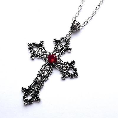 Punk Crystal Cross Pendant Necklace For Women Men Gothic Clavicle Chain Choker Necklaces Aesthetic Jewelry Bijoux Party Gift