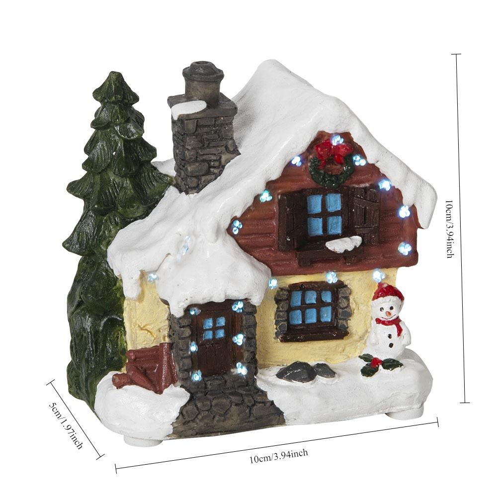 

Светодиодная подсветка рождественских деревенских домиков, коллекционная фигурка, деревянная хижина, ретро-рождественские украшения для дома, витрина для деревни