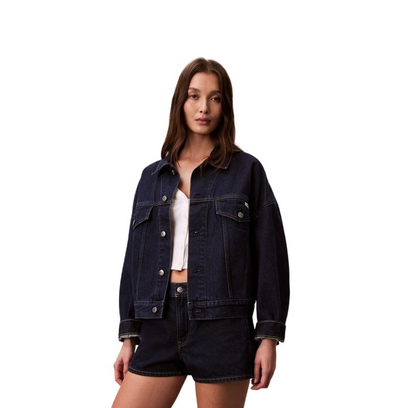 Calvin Klein American Vintage Loose Fit Drop Shoulder Cotton Polo Jacket Women Jacket 47F780G M