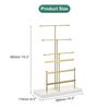 Jewelry Stand Holder 6 Tier Metal Necklace Display Organizer Earring Tower with Wood Tray for Bracelets Rings Necklaces Gold