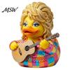Small Desktop Display Piece Parton Memorial Duck, Dolly Duck Figurine, Country Music Statue, Guitar-Themed Resin Statue for Home Decor Decorative
