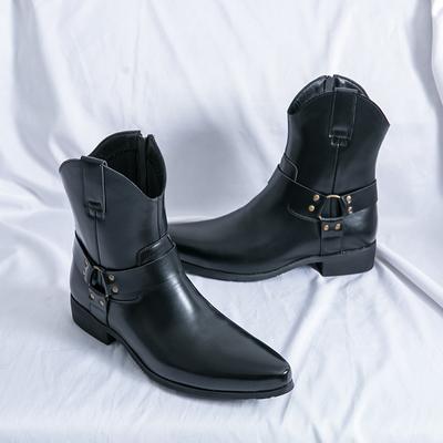 Buty do jazdy konnej w stylu zachodnim Modne buty do połowy łydki Buty do kostki do garnituru Buty skórzane do garnituru dla mężczyzn Krótkie buty męskie Eleganckie buty typu brogs