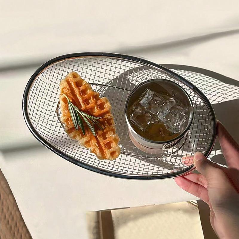 Stainless Steel Fruit And Vegetable Basket Oval Drainage Basket Mesh Frame Mesh Screen Kitchen Washing Basket Storage Basket