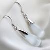 Synthetic Opal Drop Earrings Silver Plated Cat Eye Stone Dangle Earrings Elegant Crystal Jewelry for Women