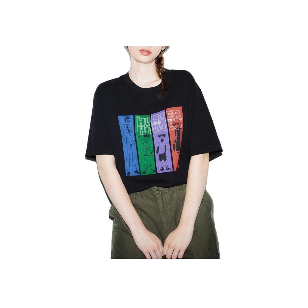 Uniqlo X Hunter Cartoon Anime Round Neck Short Sleeve T-Shirt Unisex T-Shirts Black 466150-09