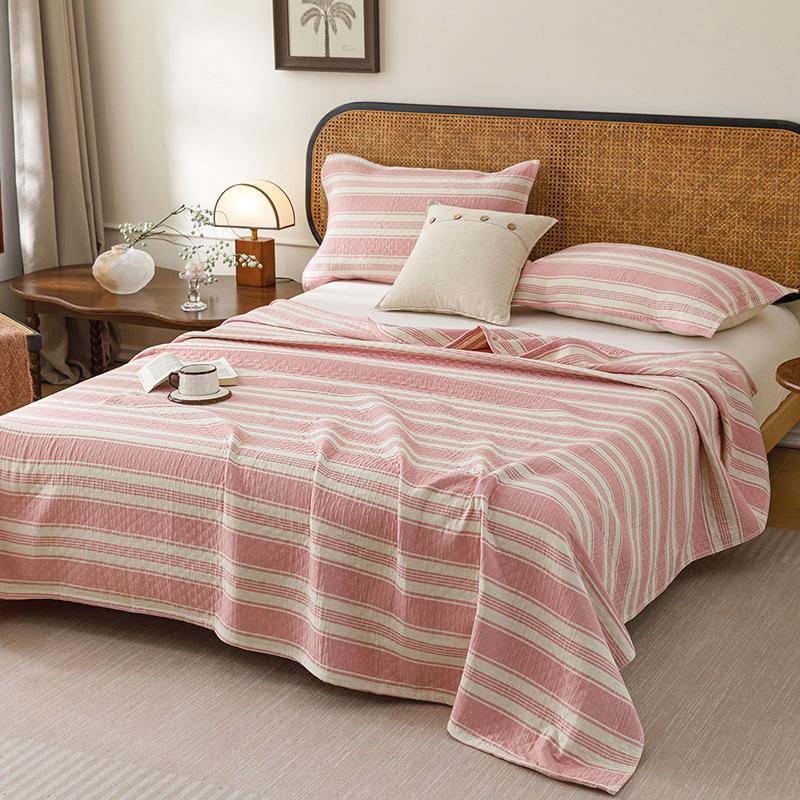 Striped Cotton Yarn-Dyed Three-Layer Gauze Quilt – Summer Cooling Blanket