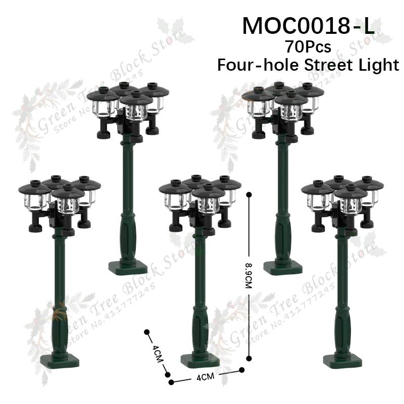 Modele Semafor Seria Oraș MOC Blocuri de Construcție DIY Asamblare Lampă Stradală Bancă Accesorii Cărămizi Jucării Educative Pentru Copii