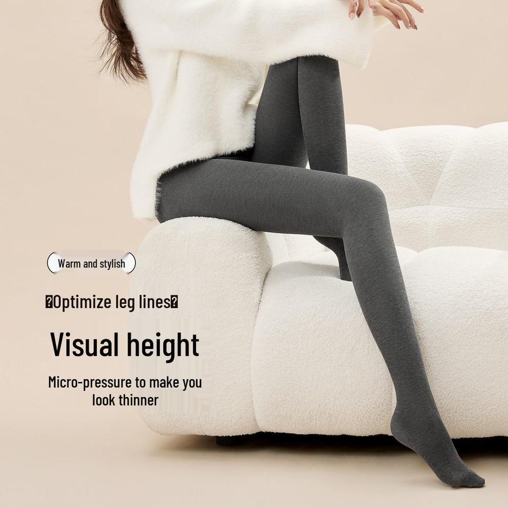 New Women's Cotton Velvet Striped Footless Tights for Autumn/Winter - Thick Warm Micro-Pressure Base Layer Pants