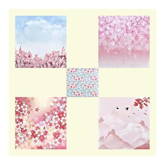 100 Sheets 15cm Cherry Blossom Cute Colorful Set Japanese Paper Style Thousand Cranes Chiyogami Decoration DIY Paper Handicraft Paper Craft Supplies