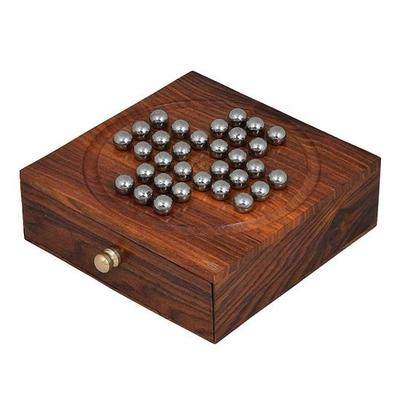 Brettspiel Solitaire Metallkugeln Perlen mit Aufbewahrungsbox Solitaire Holz chinesisches Spiel