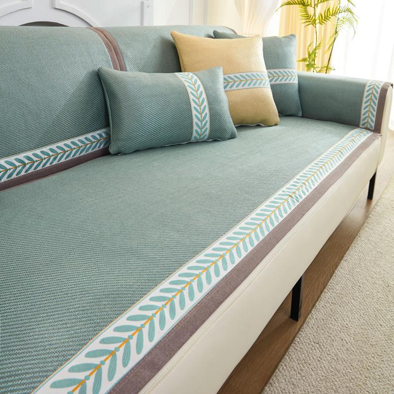 Summer Wormwood Mat Sofa Cushion Non-Slip Rattan Mat Four Seasons Universal Light Luxury Sofa Cover Simple Full Cover