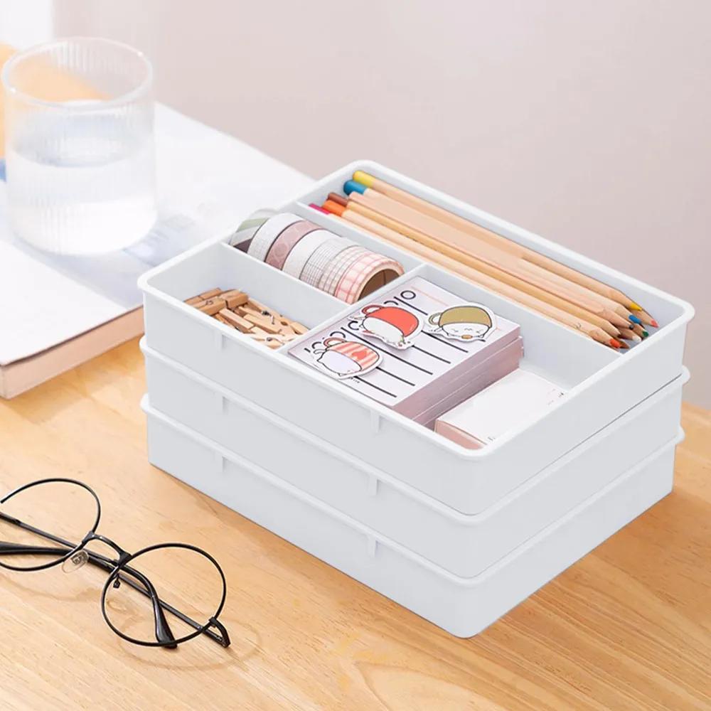 Stackable 4 point desktop stationery organizer drawer small item classification and storage box 20*15.5*3cm