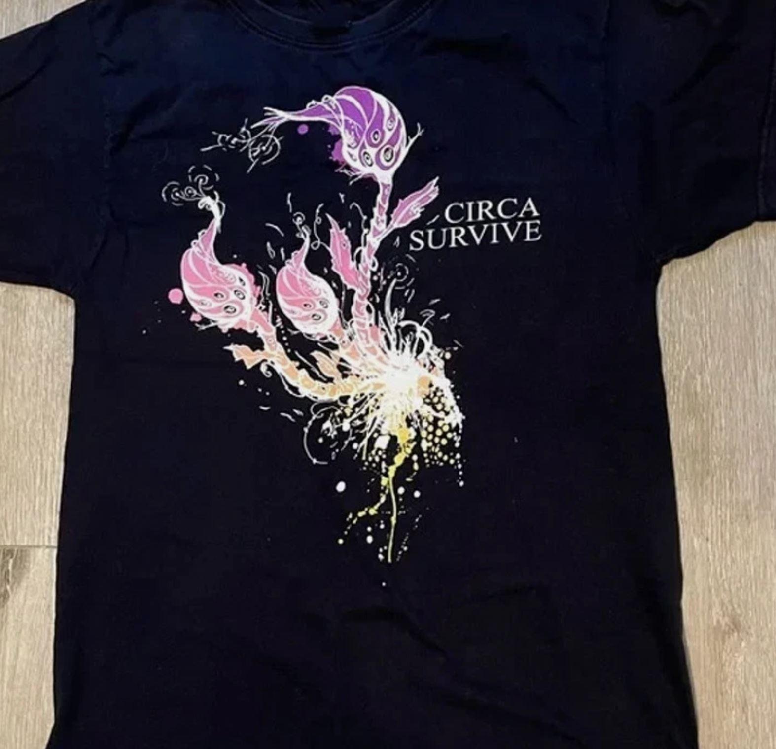 Circa Survive Винтажная Черная Футболка с Коротким Рукавом Все Размеры Репринт XXXXL