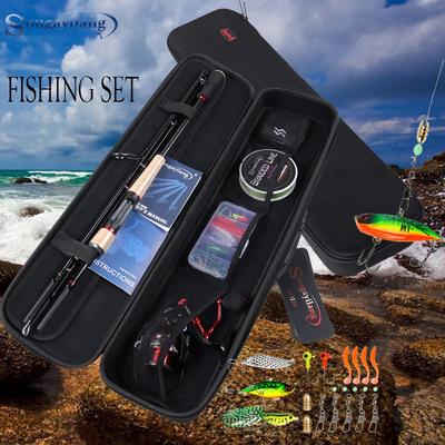 Fishing Rod Carbon Fiber 4 Section 2.1m with EVA Handle 13BB Reel Outdoor Sports Fishing Set