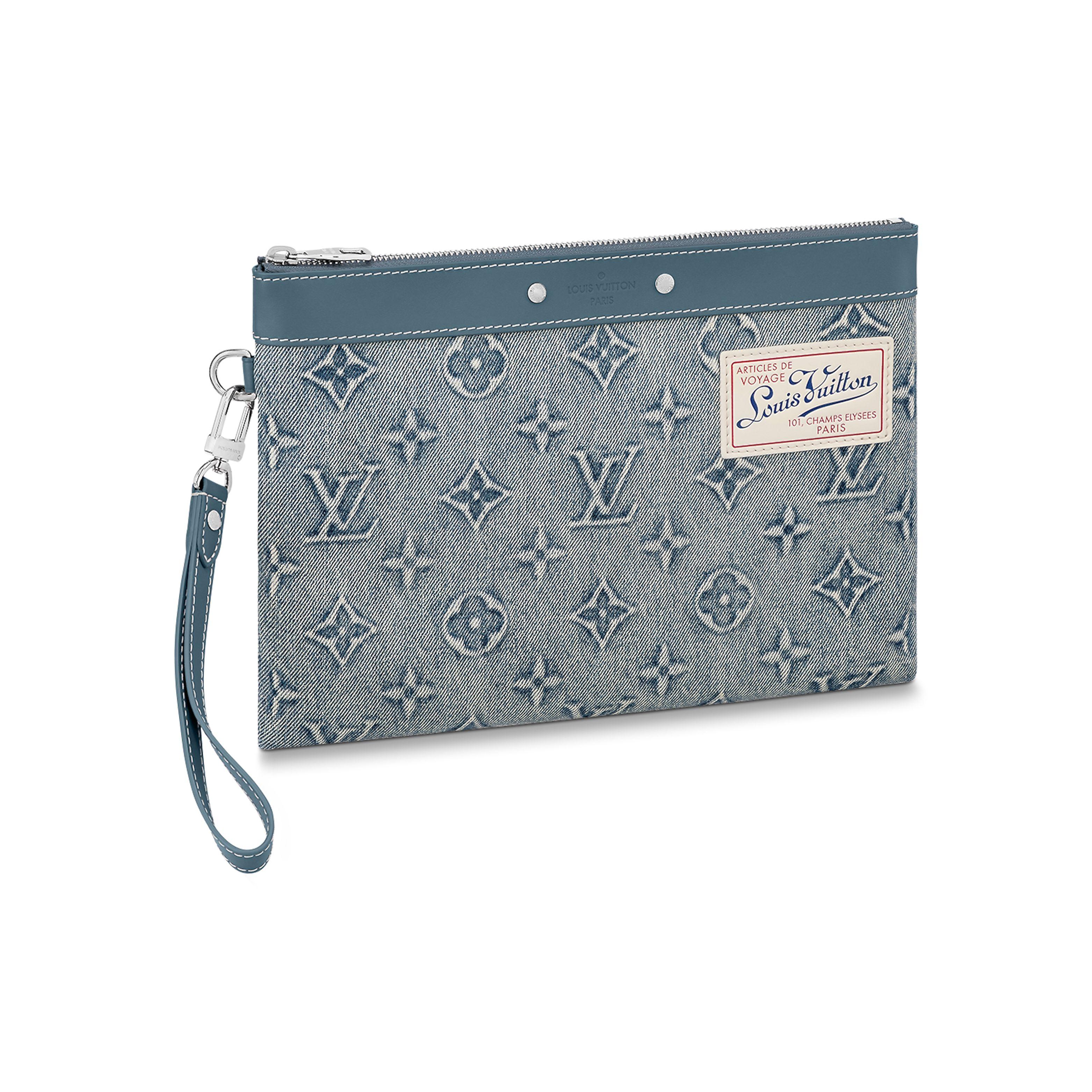 

Louis Vuitton Pochette To-Go Вінтажний Монограмний Зіп-Клатч Зі Знімним Ремінцем На Зап ястя Полотно та Шкіра Чоловічий Клатч Денім-Синій M82313 Box(Basic Set+Box)