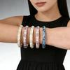 Spring Button Open Cuff Bracelet Colorful Dainty Jewelry Vintage Four-leaf Clover Bangle  for Women