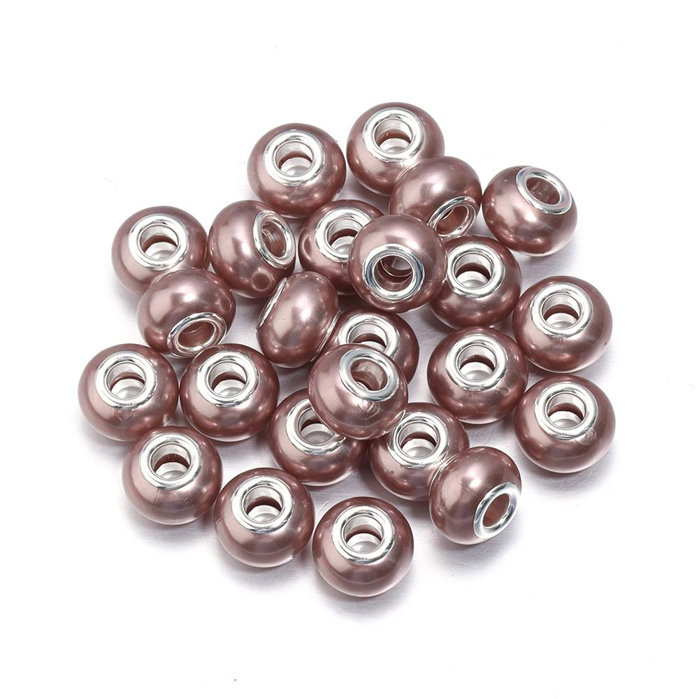 20pcs/lot Imitation Pearl Resin Beads Colorful Big Hole Loose Beads For Jewelry Making DIY Earring Bracelet Necklace Accessories
