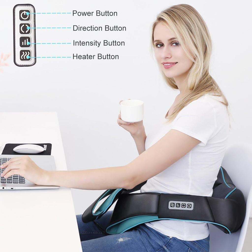 Mo Cuishle Shiatsu Back Shoulder and Neck Massager with Heat, Electric Deep Tissue 4D Kneading Massage, Best Gifts for Women Men Mom Dad, Fathers