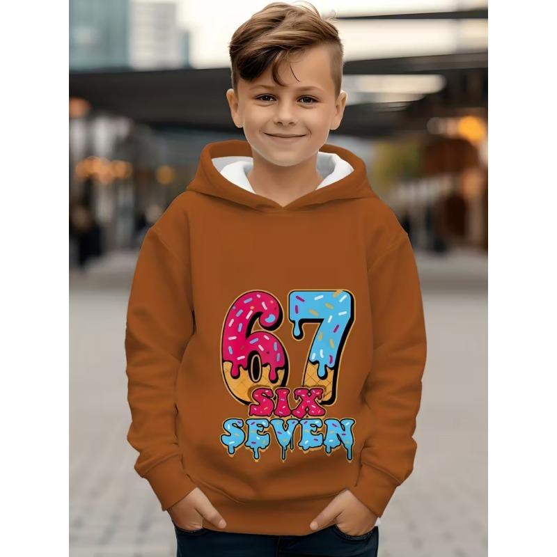 67 Meme Hoodie für Kinder Lustiger Digitaldruck Herbst-Sweatshirt Locker Bequem Oberteile Streetwear Mode Y2k Kinderkleidung