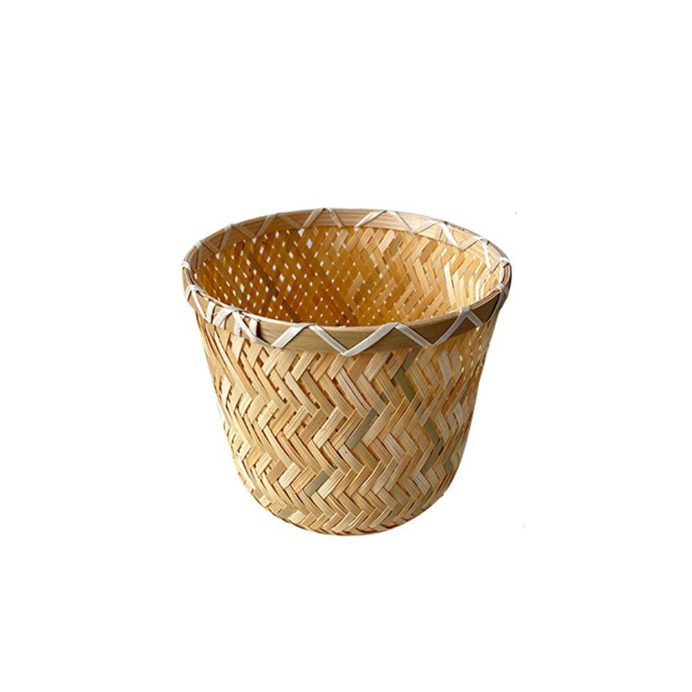 Gelber Schreibtisch-Organizer-Korb Bambusgeflecht Obstkorb Abtropfkorb Gemüse Obst Blume