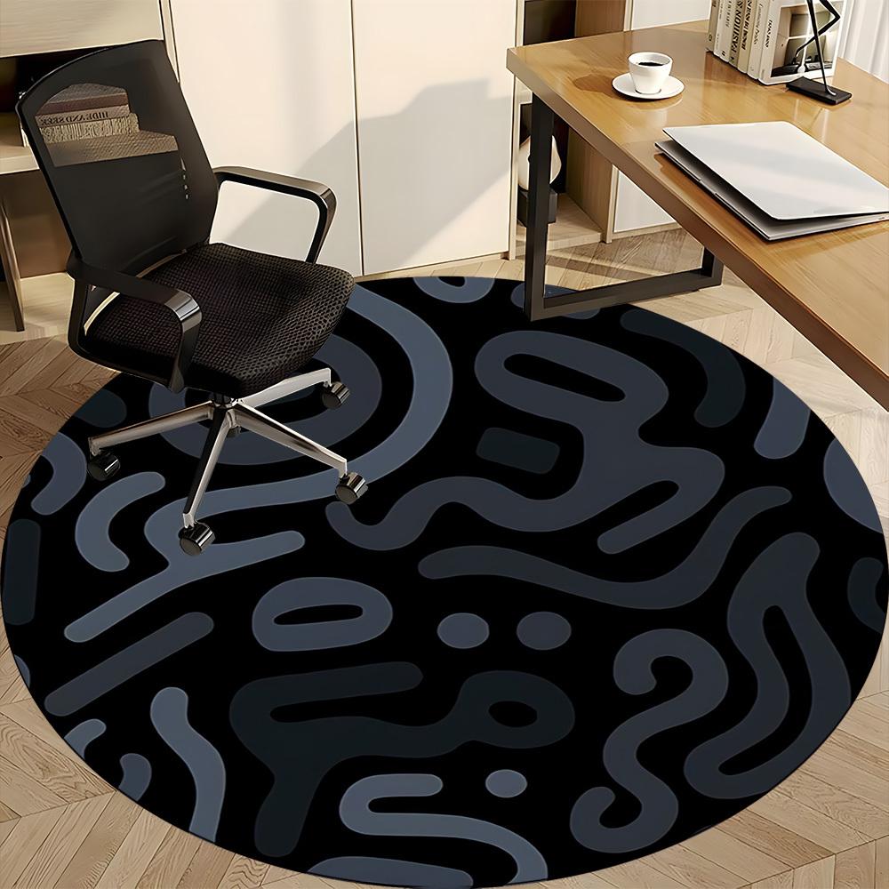 1pc Abstract Patterns Office Round Area Rug, Indoor Mat Suitable For Office, Under Office Chairs Bedroom Living Room Home Decor, Room Deco
