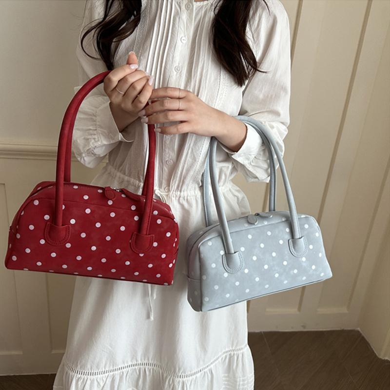 Yogodlns New Large Capacity Shoulder Bags Zipper Polka Dot Bowling Underarm Bags For Women Minimalist Shopper Handbag