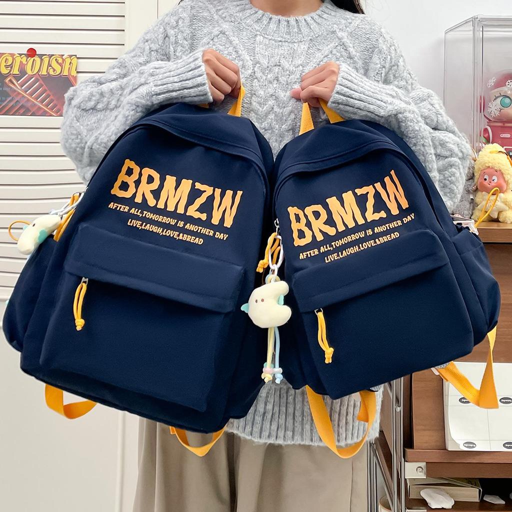 Color Block Canvas Backpack for Girls – Large Capacity School Bag